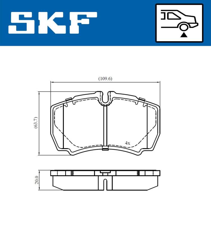 Jogo de 4 pastilhas de travão SKF ref. VKBP 90649
